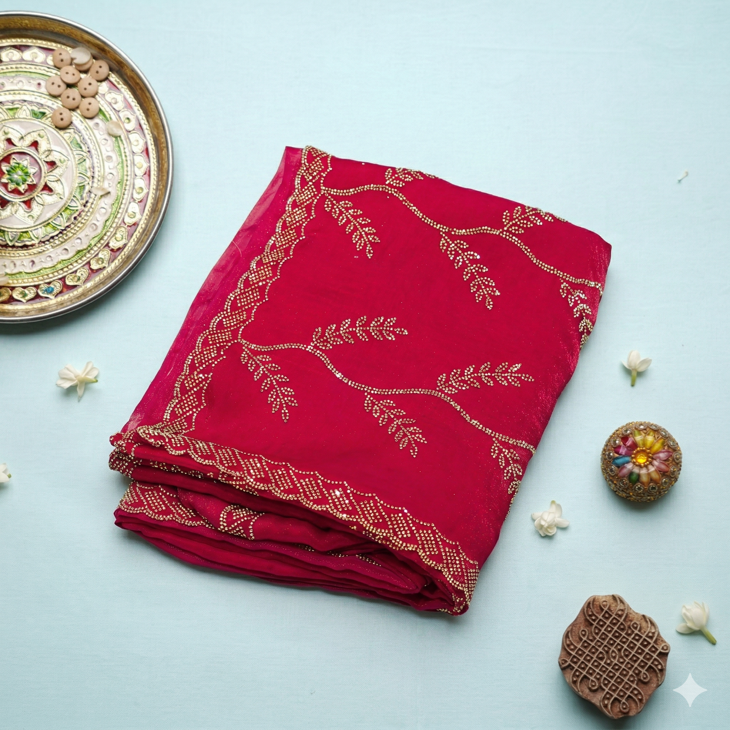 Wine Red Georgette Saree