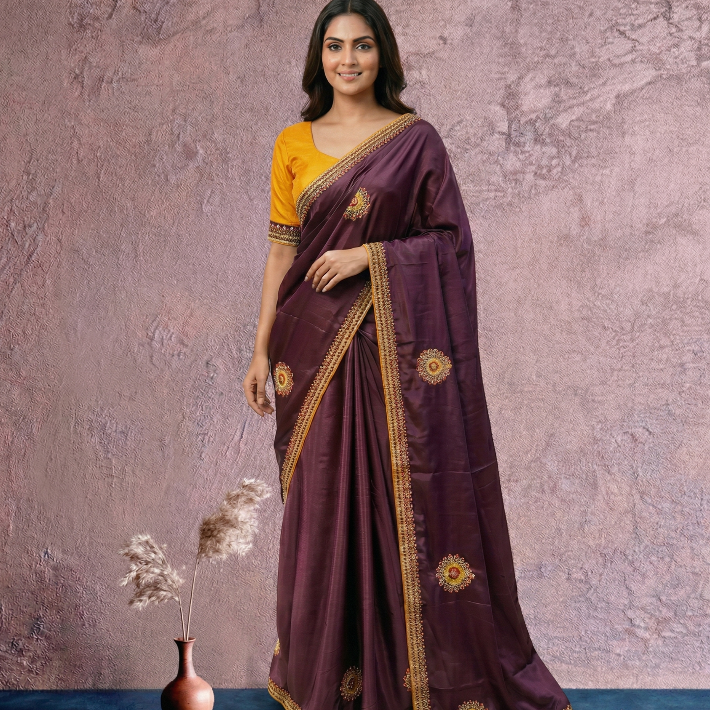 Dark Purple Designer Saree