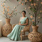 Mint Blue Saree with Dupatta | Cut Dana & Sequin Work Blouse | Embellished Border | Elegant Party Wear