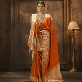 Orange Banarasi Silk Saree
