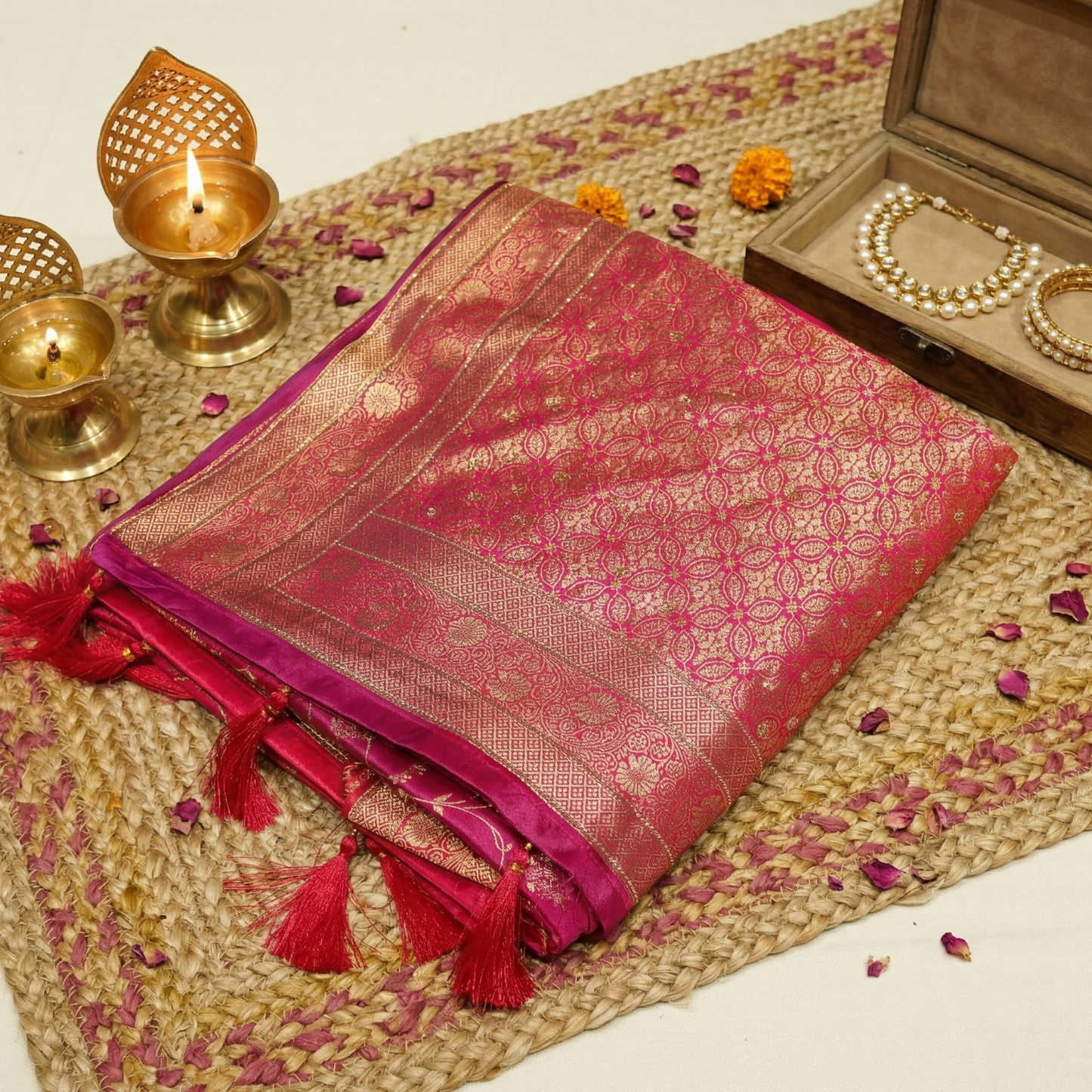 Royal Pink Banarasi Silk Saree