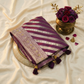 Purple silk saree with heavy dupatta Swarovski work and embroidered border pallu design