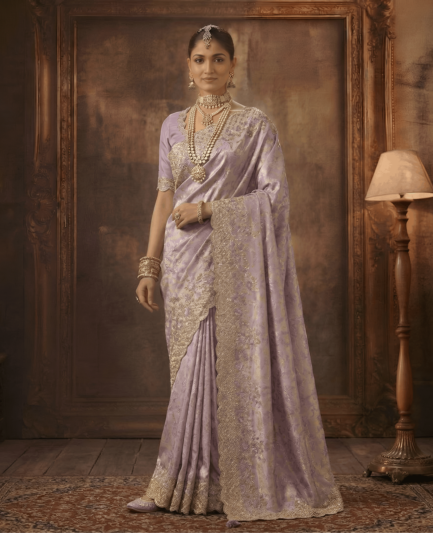 Royal Lilac Jamawar Saree