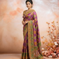 Royal Purple & Rust Orange Saree with Multicolour Meenakari Work and Elephant & Floral Zari Motifs