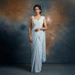 Sky Blue Saree with Dupatta | Pearl & Stone Work Blouse | Embroidered Waist Detail | Elegant Party Wear