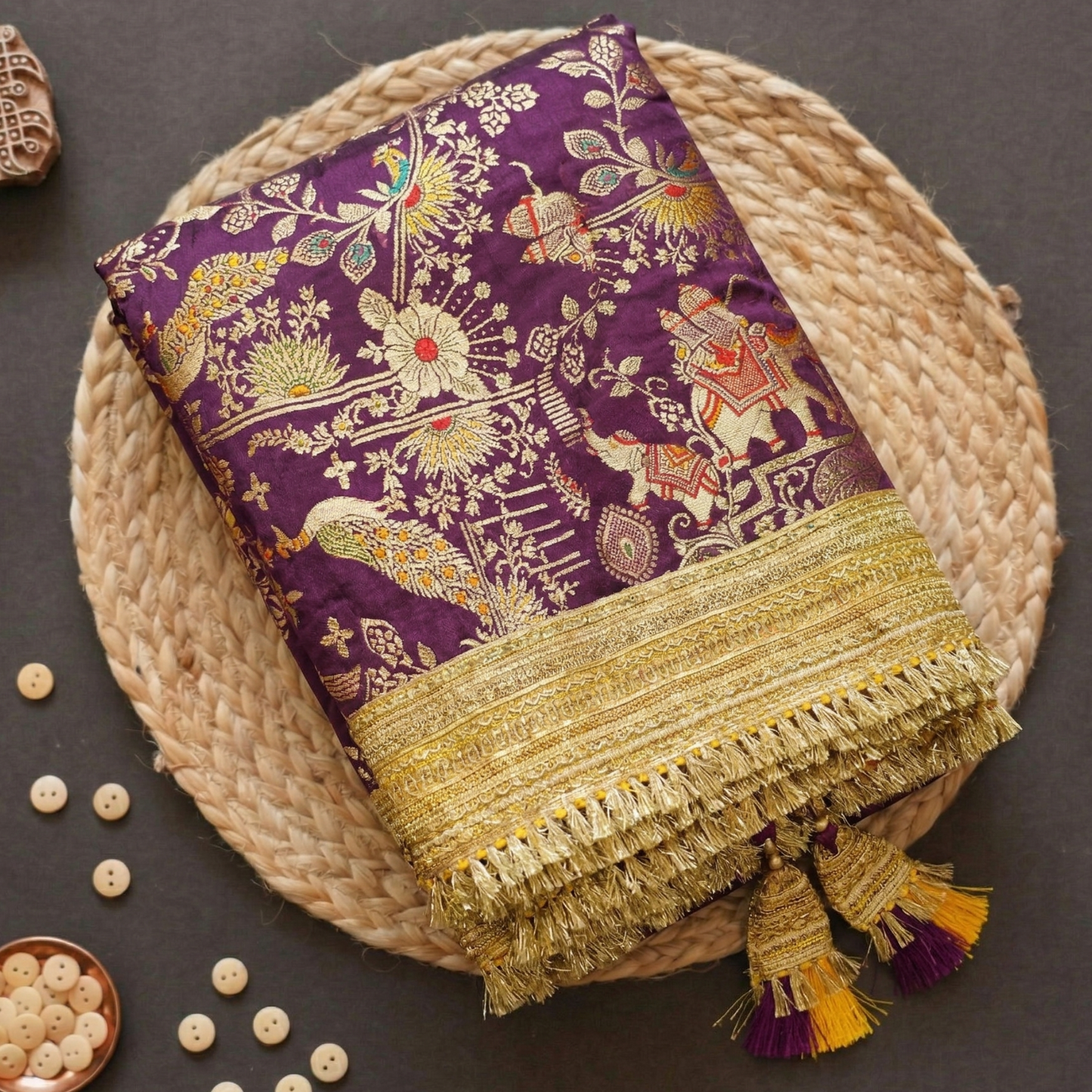 Royal Wine Purple Dola Silk Saree