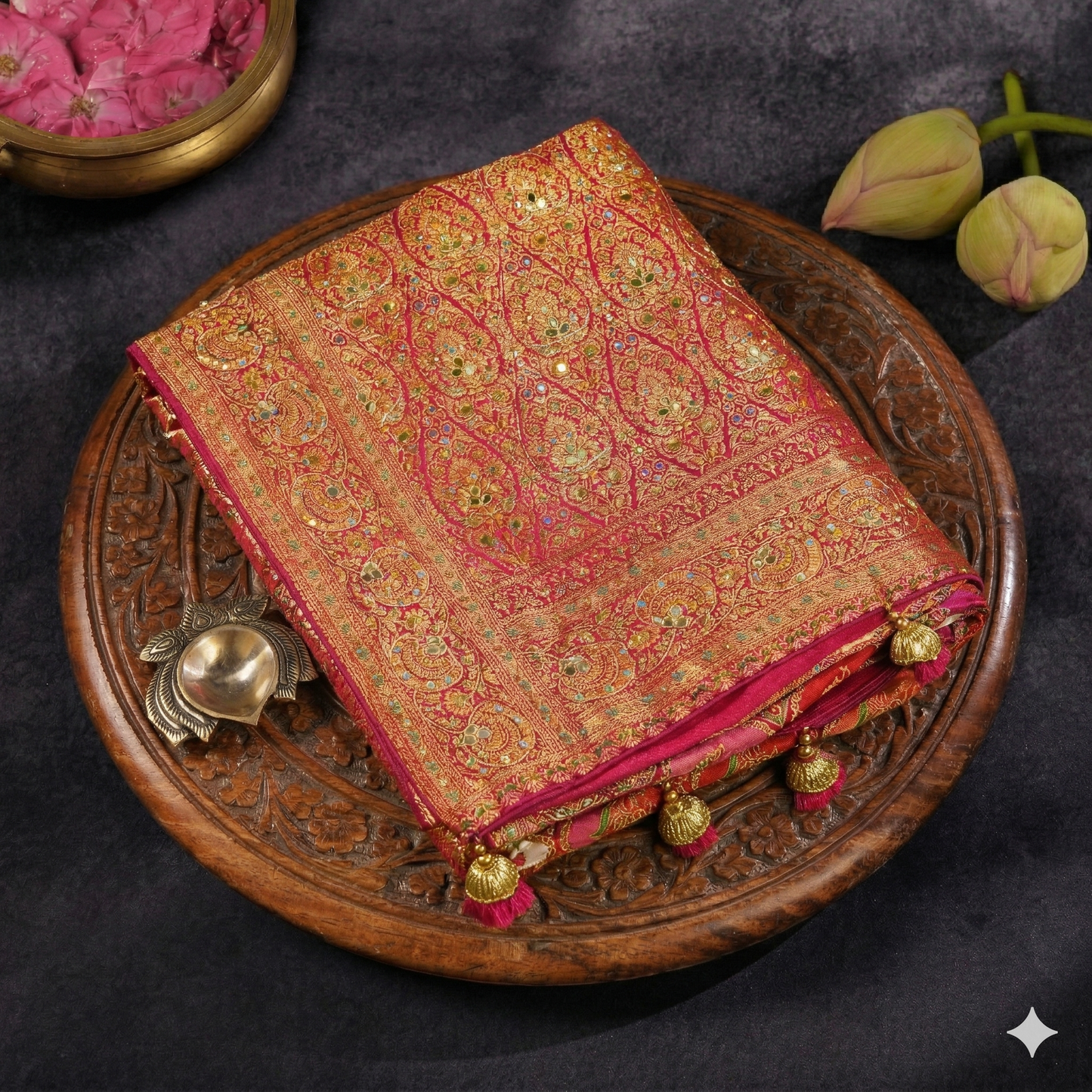 Elegant Pink Multicolour Saree
