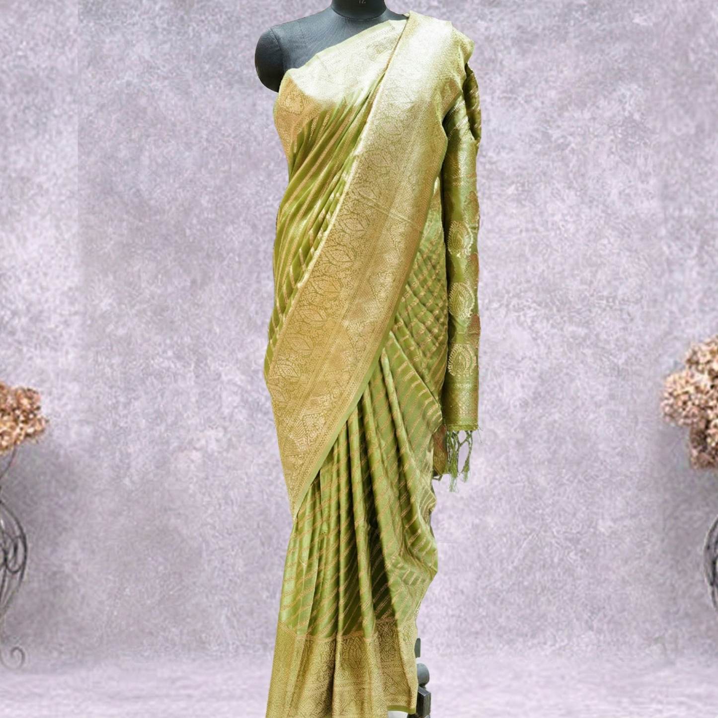 Pista Green Saree