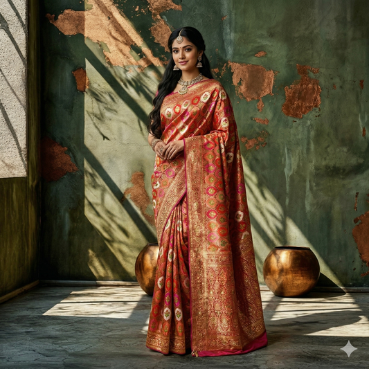 Elegant Pink Multicolour Saree
