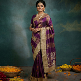 Royal Wine Purple Dola Silk Saree