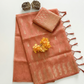 Peach Orange Banarasi Silk 3-Piece Suit Fabric
