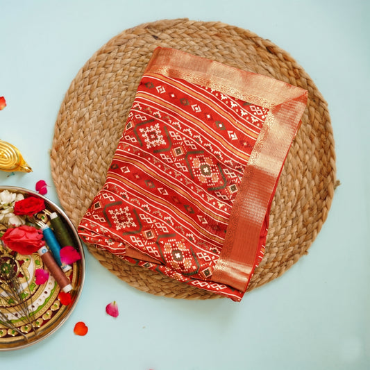 Red Bandej Georgette Saree