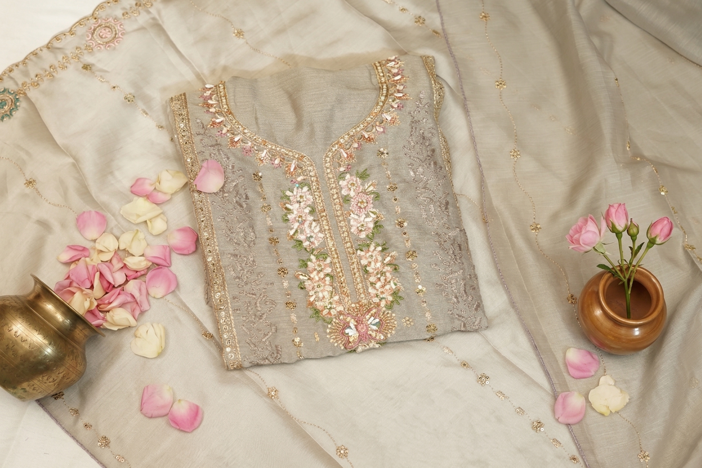 Grey Lilac Georgette 3-Piece Suit Fabric